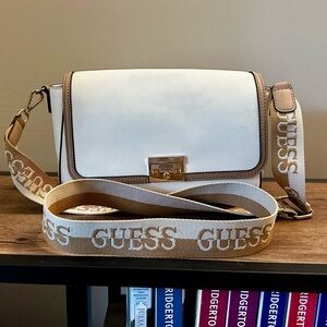 GUESS Cream and Brown Crossbody Bag